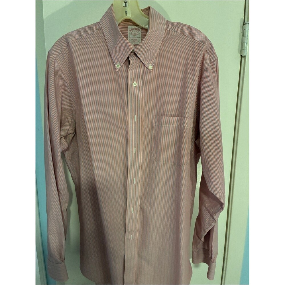 Brooks Brothers Pink and Blue Thin-Stripe Button-Down Dress Shirt
